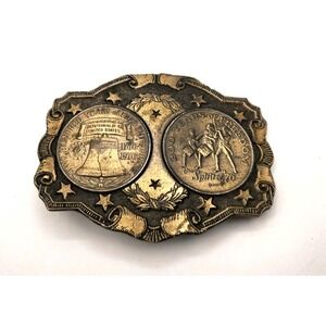 Lewis Spirit Of Freedom 1776-1976 United States 2 Coin Token Brass Belt Buckle
